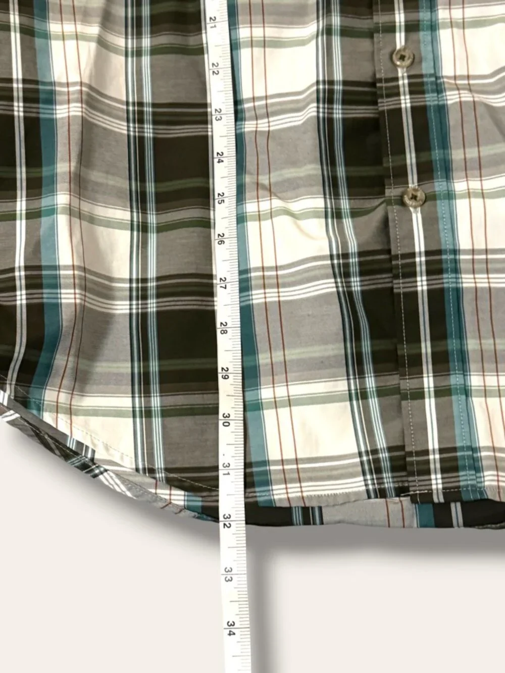 Eddie Bauer Shirt Mens LT Classic Fit Plaid Button Up Long Sleeve Green Gray - Picture 9 of 9